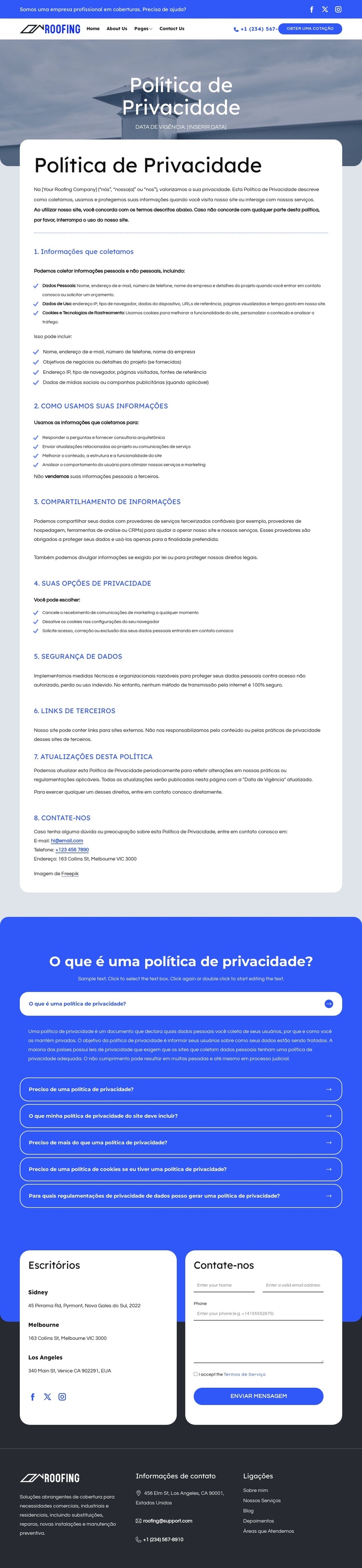 Nosso compromisso com sua privacidade Tema WordPress