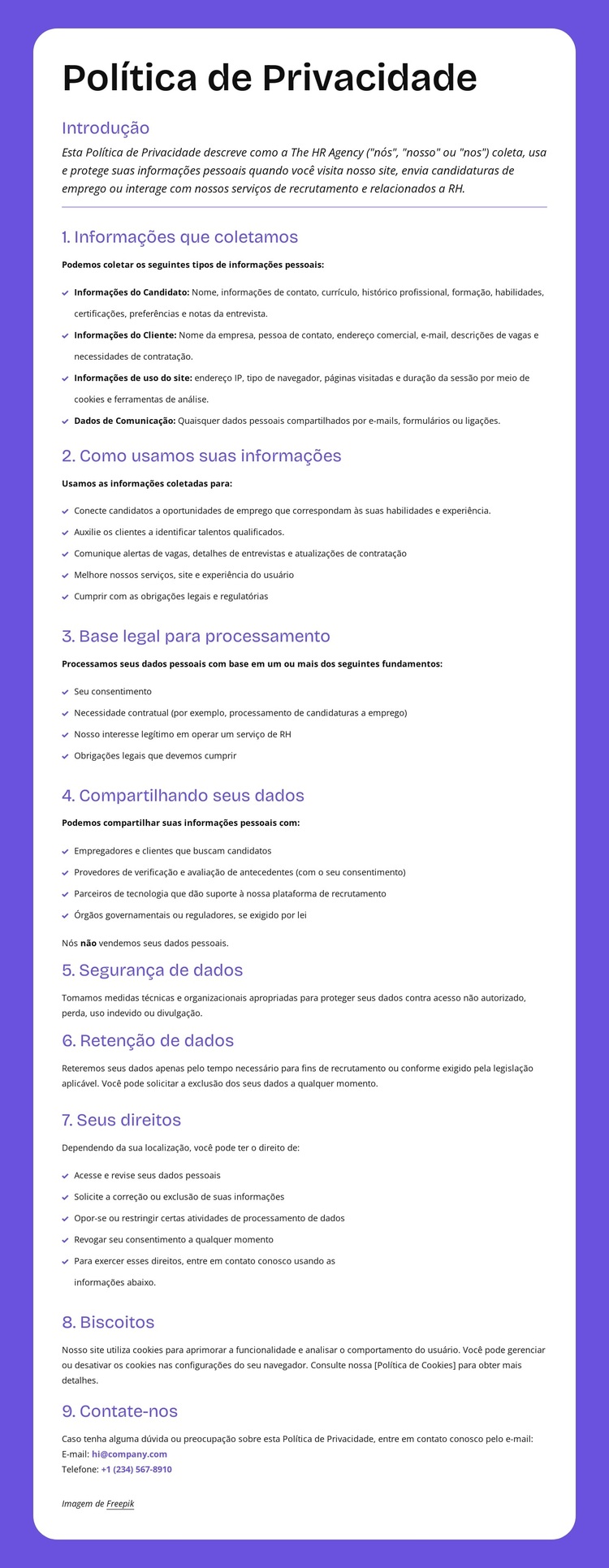 Proteção de privacidade em nível empresarial Tema WordPress