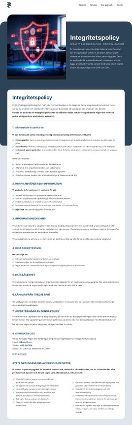 Integritet Är Viktigt För Våra Kunder - Gratis Webbplatsmall