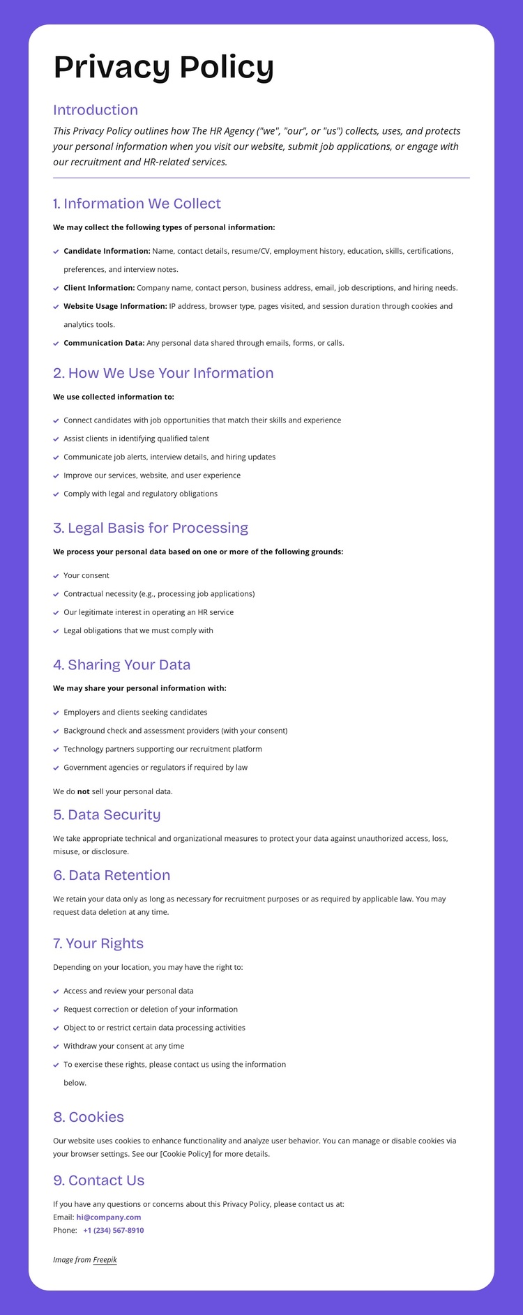 Enterprise-level privacy protection Template
