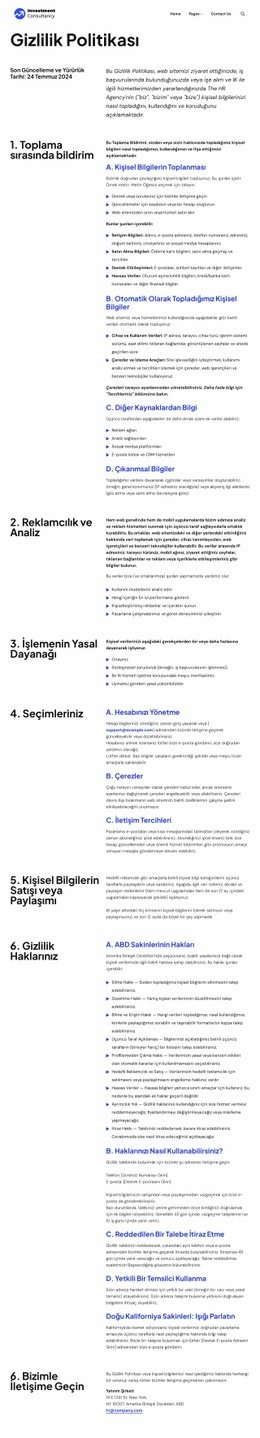 Gizlilik Politikası