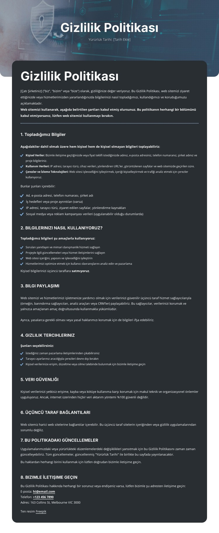 Güvenebileceğiniz gizlilik CSS Şablonu