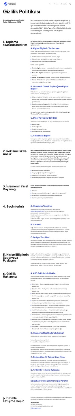 Gizlilik Politikası