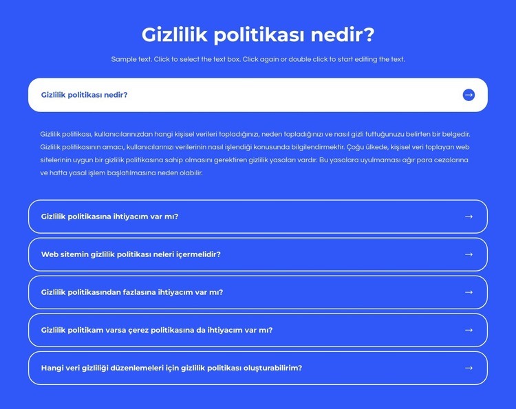 Gizlilik politikası nedir? Bir Sayfa Şablonu