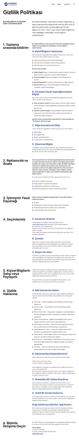 Gizlilik Politikası