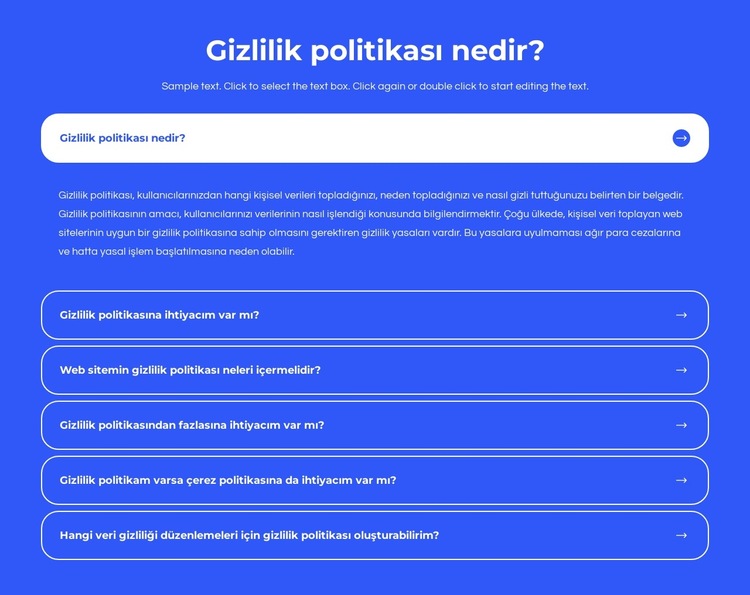 Gizlilik politikası nedir? Web Sitesi Şablonu