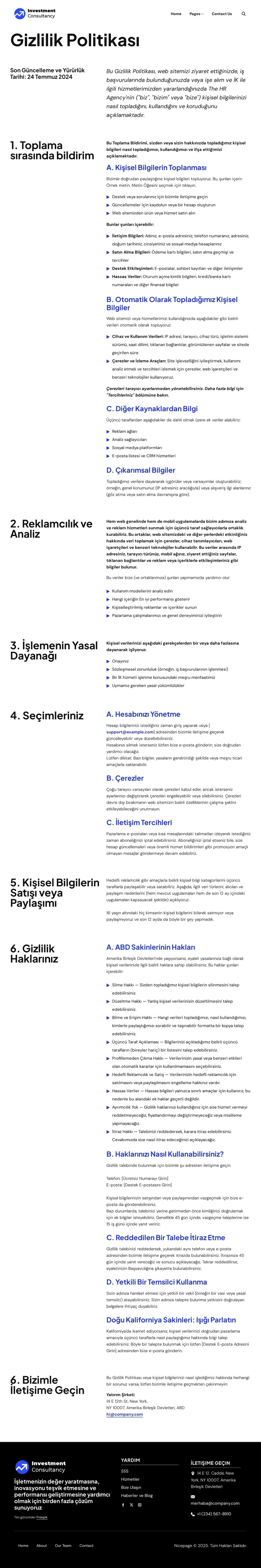 Gizlilik politikası Web Sitesi Şablonu