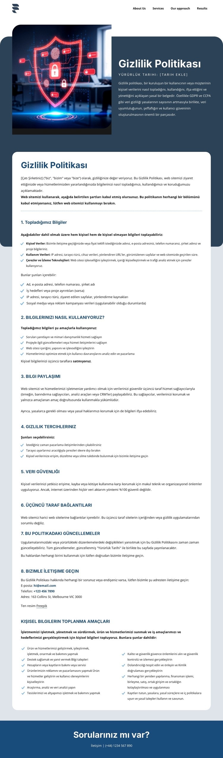 Gizlilik müşterilerimiz için önemlidir Web sitesi tasarımı