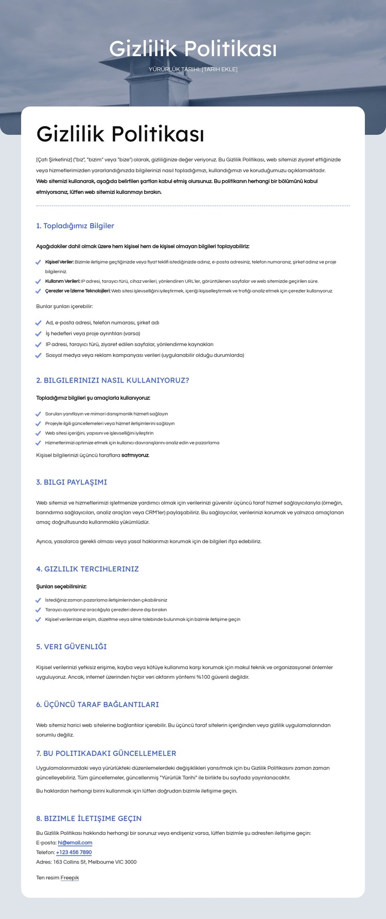 Gizliliğinize saygı duyuyoruz WordPress Teması