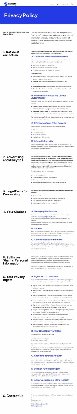 Privacy policy Web Page Designs