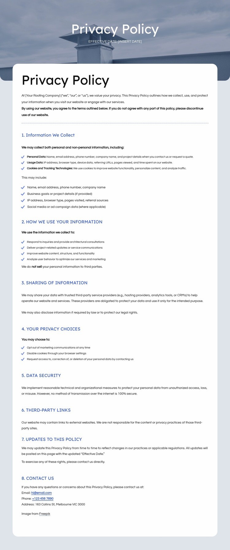 We respect your privacy Web Page Design