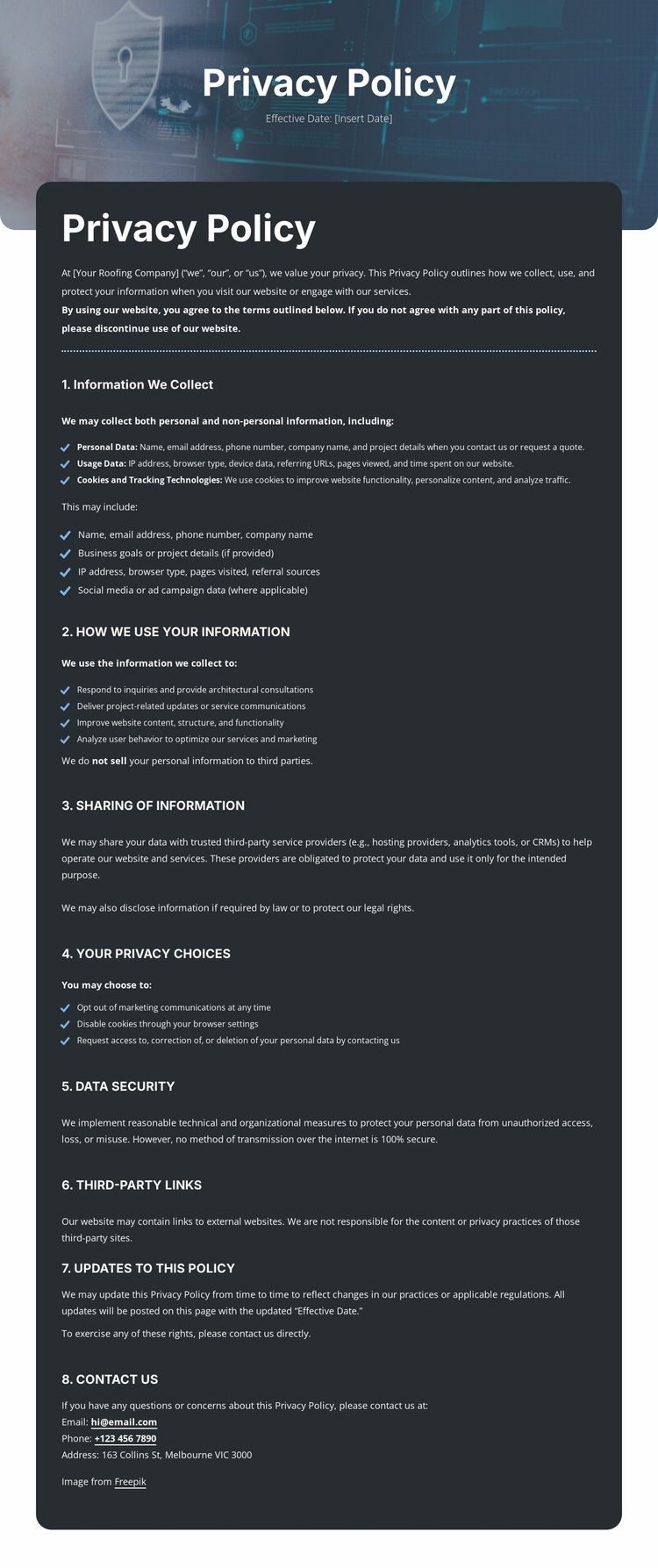 Confidentiality you can rely on Web Page Design