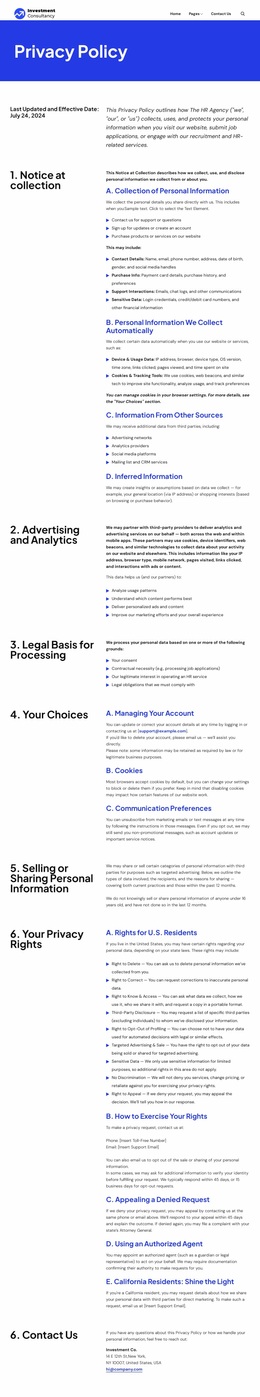 Privacy policy Website Designs