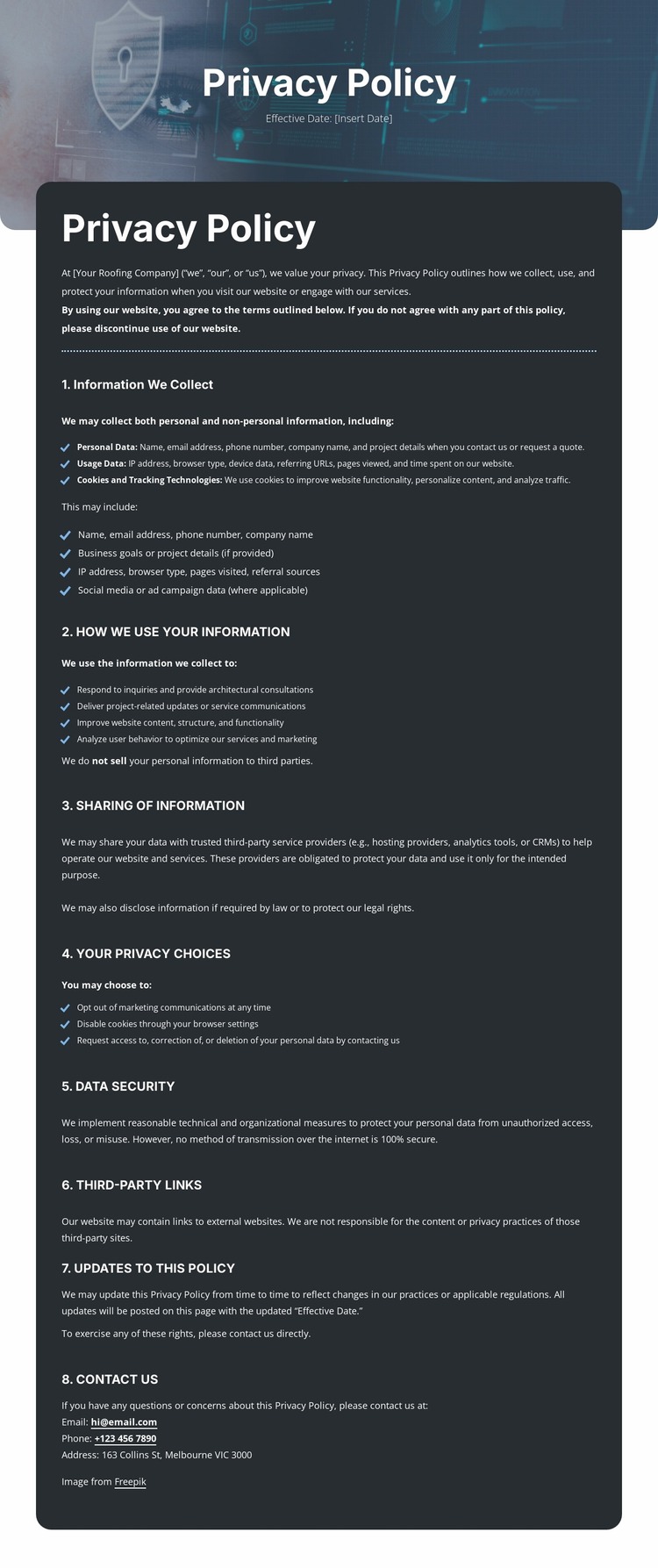 Confidentiality you can rely on Website Mockup