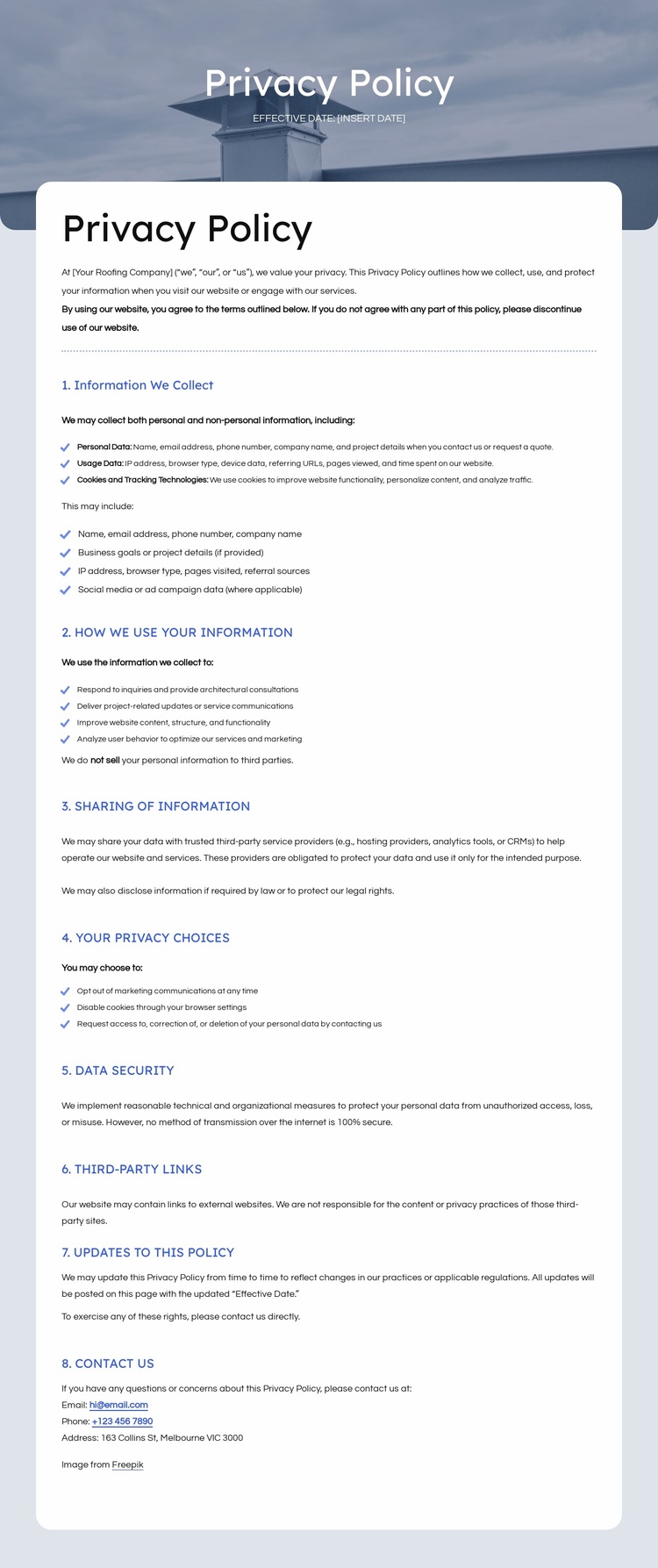 We respect your privacy Website Template