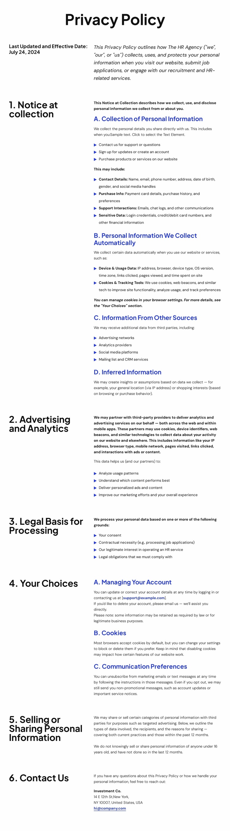 Your trust, our responsibility Landing Page