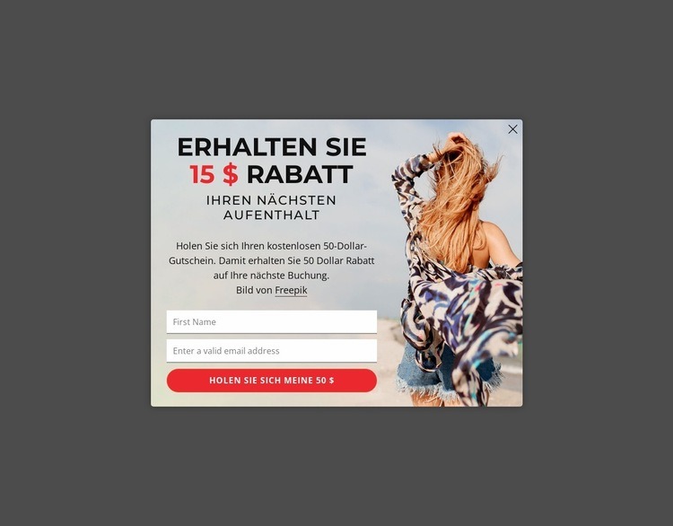 Erhalten Sie 15 $ Rabatt auf Ihren nächsten Aufenthalt Landing Page