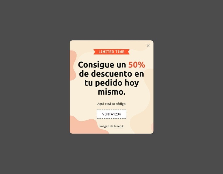 Obtenga un 50% de descuento en su pedido hoy Maqueta de sitio web