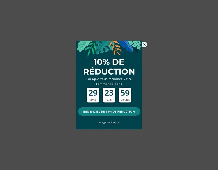 Coupon de réduction de 10 % Modèle d'une page