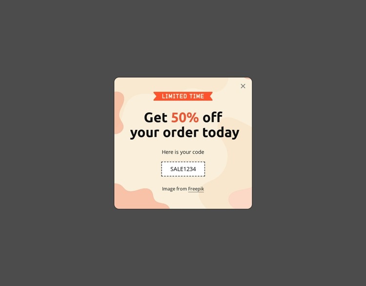 Get 50% off your order today HTML5 Template
