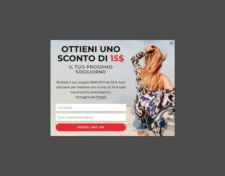 Ottieni 15$ di sconto sul tuo prossimo soggiorno Modello