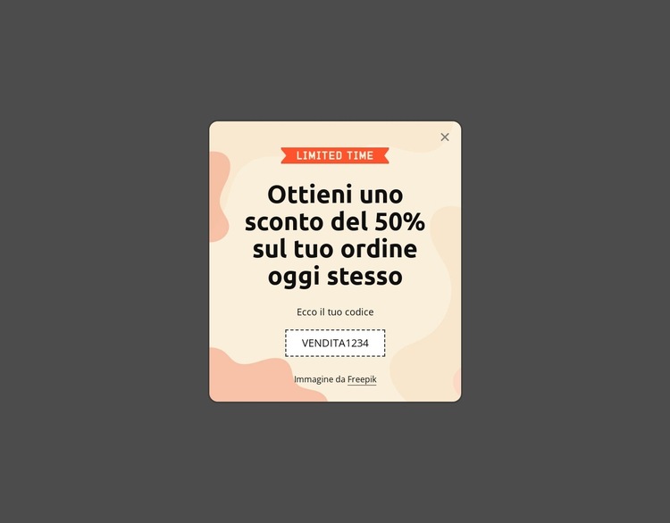 Ottieni il 50% di sconto sul tuo ordine oggi Modello di sito Web