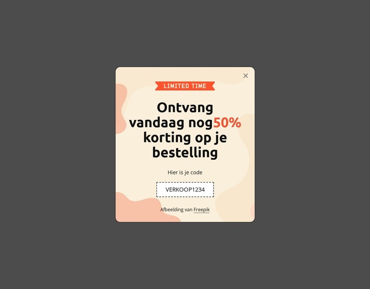 Ontvang vandaag 50% korting op uw bestelling Website sjabloon