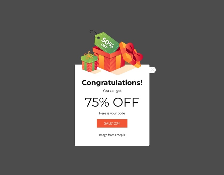 75% off coupon One Page Template