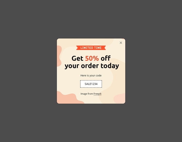 Get 50% off your order today One Page Template