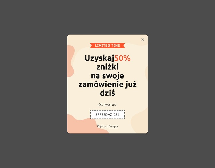 Otrzymaj 50% zniżki na swoje zamówienie już dziś Szablon HTML