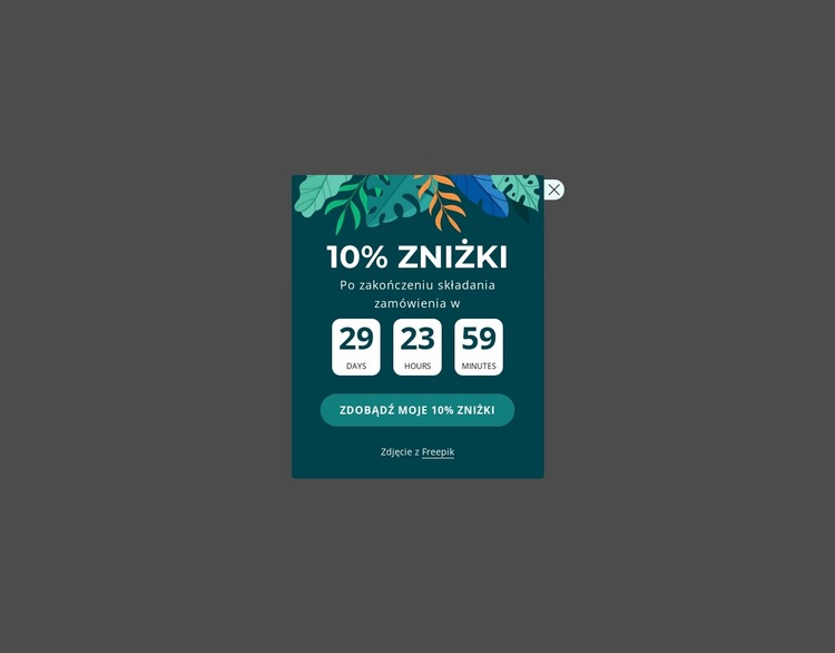 Kupon na 10% zniżki Szablon witryny sieci Web