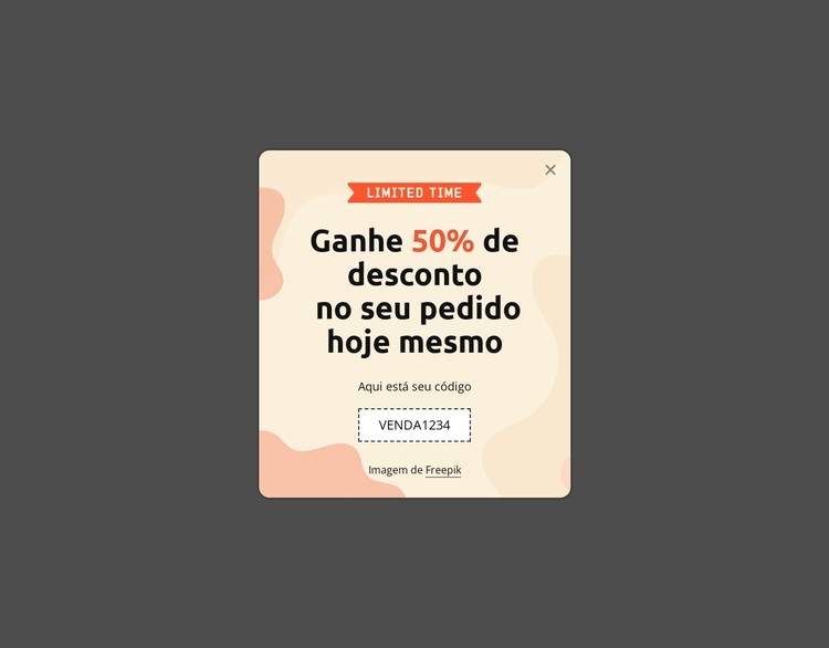 Ganhe 50% de desconto no seu pedido hoje Template CSS