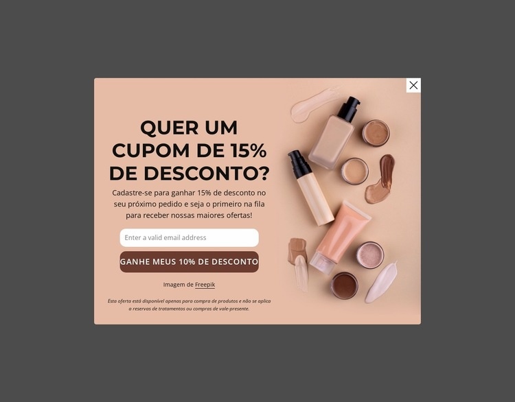 Cupom de 15% de desconto Modelo HTML5