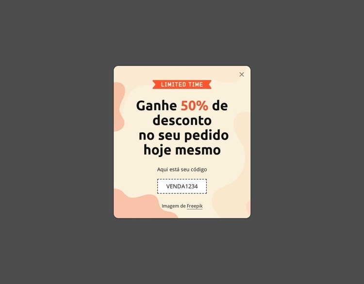 Ganhe 50% de desconto no seu pedido hoje Landing Page