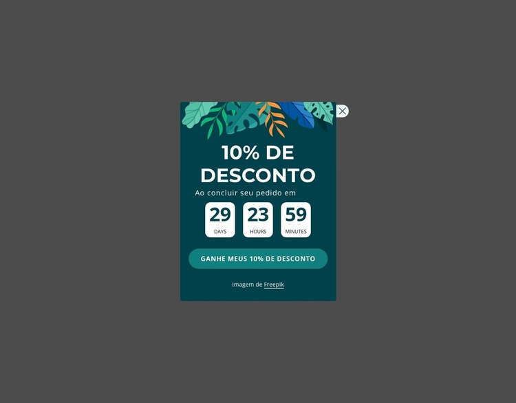 Cupom de 10% de desconto Tema WordPress