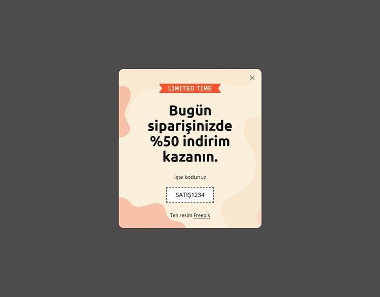 Bugün siparişinizde %50 indirim kazanın Şablon