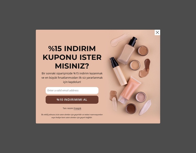 %15 indirim kuponu Web Sitesi Şablonu