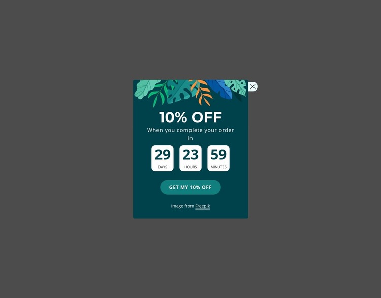 10% off coupon Website Mockup