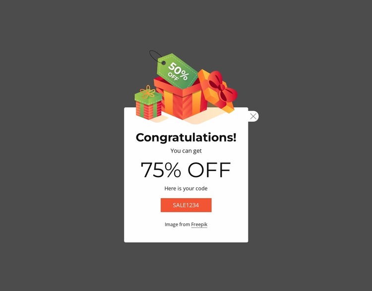 75% off coupon Website Mockup