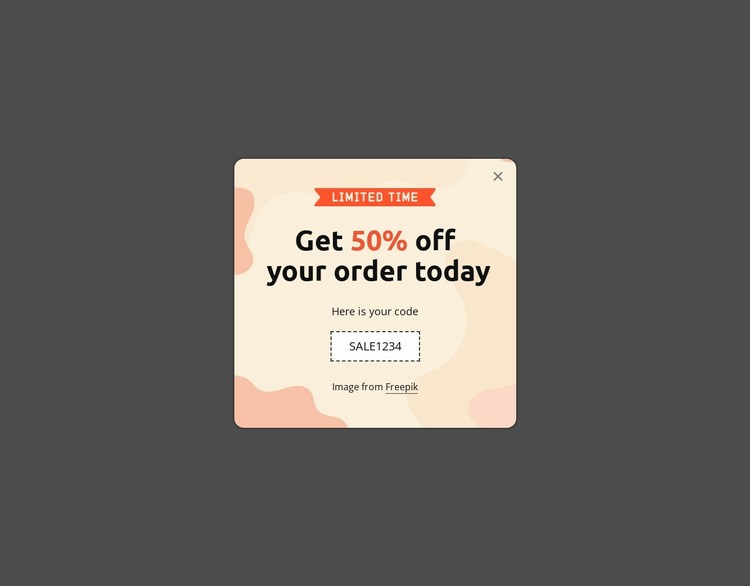 Get 50% off your order today Website Mockup