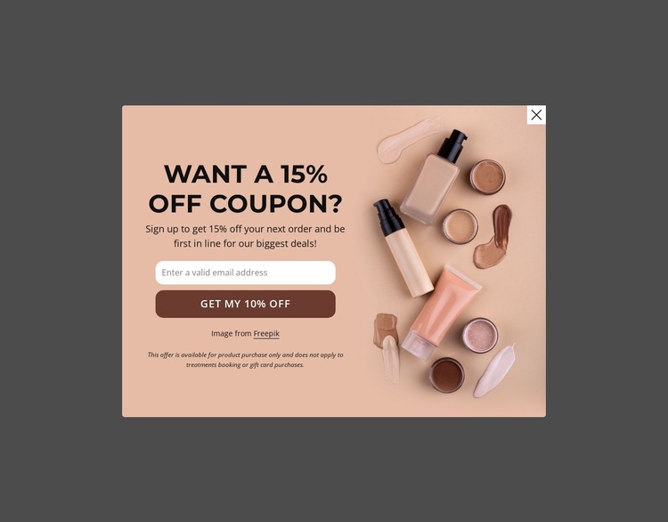 15% off coupon Website Mockup