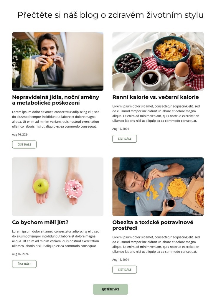 Blog o chytrém jídle Šablona HTML