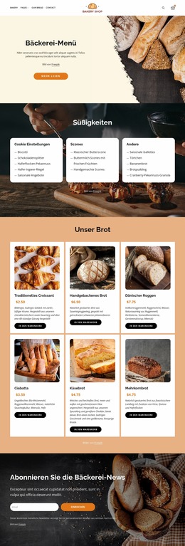 Bäckereibrot und Süßigkeiten Joomla-Vorlagen