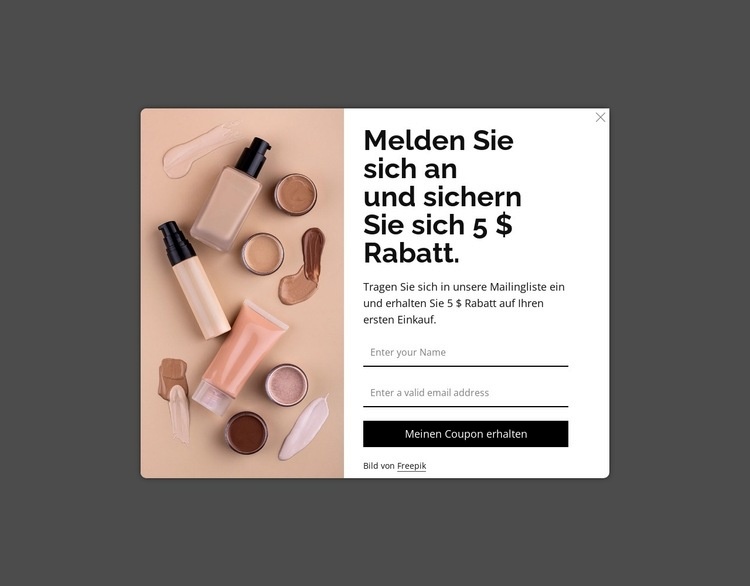 Rabatt-Popup Landing Page