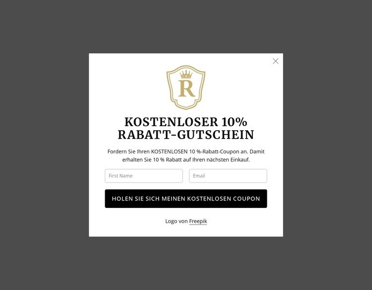 Kostenloser 10% Rabatt-Gutschein Landing Page