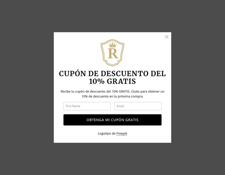 Cupón de descuento gratuito del 10% Maqueta de sitio web