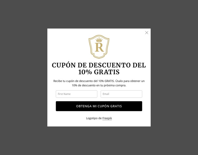 Cupón de descuento gratuito del 10% Plantilla CSS