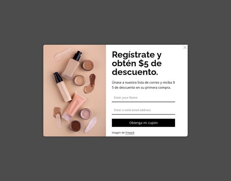 Ventana emergente de descuento Plantilla HTML