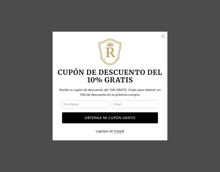 Cupón de descuento gratuito del 10% Plantilla HTML