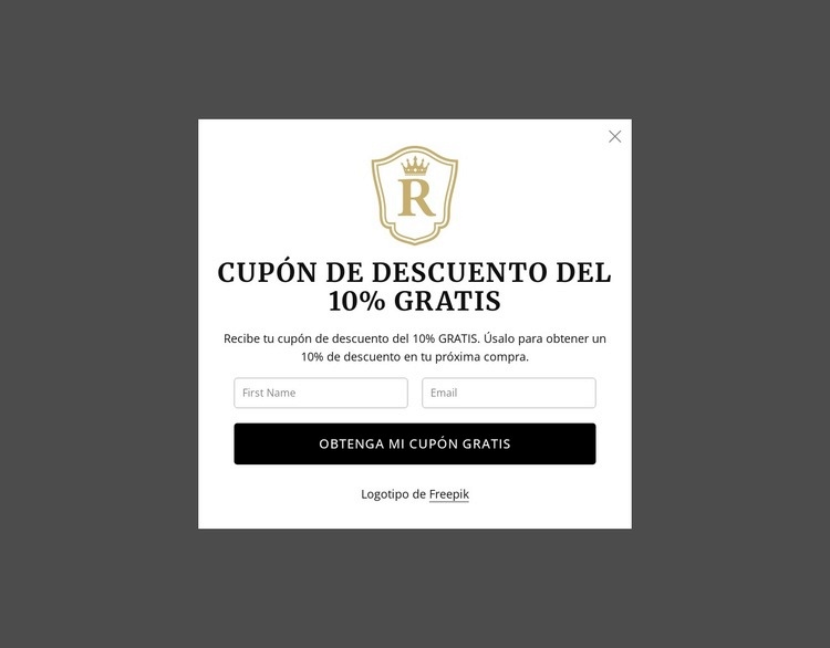 Cupón de descuento gratuito del 10% Plantilla HTML5